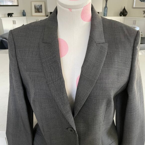Hugo Boss Julea1 2 Button Notch Collar Virgin Wool Lined Blazer Grey   Blk Sz 6 - Picture 4 of 13